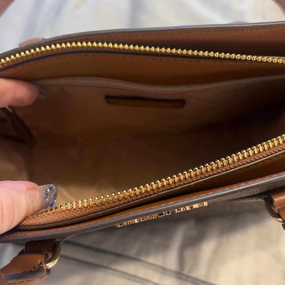 NEW Michael Kors Brown Logo Satchel with Tan Accents - Picture 8 of 9